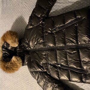 Moncler Black Puffer Jacket with Brown Fur Trim
